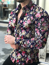 Charger l'image dans la galerie, Casual Men Shirt Long Sleeve Europe Style Slim Fit Shirt Men Cotton Floral Shirt Hawaii Button Shirt Top Blouse Male Top M-5XL