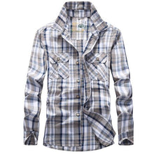 Charger l'image dans la galerie, Plaid Shirt Men Army Military Long Sleeve Camisa Masculina Plus Size 4XL 100% Cotton Casual Mens Shirts Chemise homme