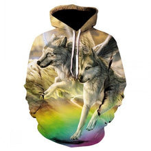 Charger l'image dans la galerie, Fashion Men Wolf Animal 3D Printed Hooded Hoodies Men / Women's Shinning Wolf Design Sweatshirts 3D Harajuku Hoody