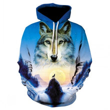 Charger l'image dans la galerie, Fashion Men Wolf Animal 3D Printed Hooded Hoodies Men / Women's Shinning Wolf Design Sweatshirts 3D Harajuku Hoody