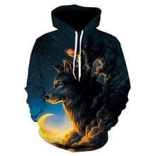 Charger l'image dans la galerie, Fashion Men Wolf Animal 3D Printed Hooded Hoodies Men / Women's Shinning Wolf Design Sweatshirts 3D Harajuku Hoody