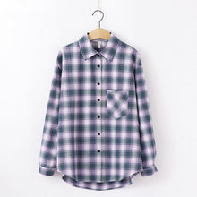 Charger l'image dans la galerie, 2020 Fashion Women Plaid Shirt Chic Checked Blouse Long Sleeve Female Casual Print Shirts Loose Cotton Tops Blusas