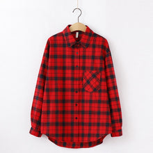Charger l'image dans la galerie, 2020 Fashion Women Plaid Shirt Chic Checked Blouse Long Sleeve Female Casual Print Shirts Loose Cotton Tops Blusas