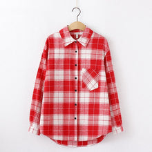 Charger l'image dans la galerie, 2020 Fashion Women Plaid Shirt Chic Checked Blouse Long Sleeve Female Casual Print Shirts Loose Cotton Tops Blusas