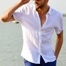 Charger l'image dans la galerie, Summer Casual Shirts for Men Short Sleeve Linen cotton Shirt Masculina Camisa Slim Fit Male Blouse Homme Chemise Plus Size Men