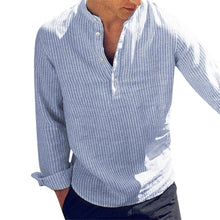 Charger l'image dans la galerie, Helisopus New Fashion Spring Summer Casual Men's Shirt Cotton Long Sleeve Striped Slim Fit Stand Collar Shirts S-5XL