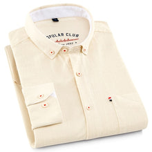 Charger l'image dans la galerie, Men's Standard-fit Long-Sleeve Linen Cotton Shirts Single Patch Pocket Button Down Summer Thin Breath Solid Casual Tops Shirt