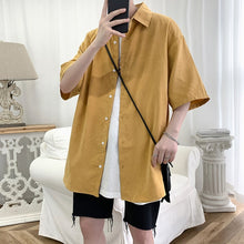 Charger l'image dans la galerie, Streetwear Shirt Men Solid Cotton Plus Size Short Sleeve Shirts Loose Summer Fashion Casual Korean Shirt Mens Tops Clothes 2020