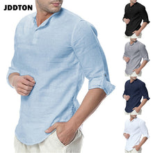 Charger l'image dans la galerie, JDDTON New Men's Long Sleeve Shirts Cotton Linen Casual Breathable Comfortable Shirt Fashion Style Solid Male Loose Shirts JE065