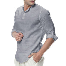 Charger l'image dans la galerie, JDDTON New Men's Long Sleeve Shirts Cotton Linen Casual Breathable Comfortable Shirt Fashion Style Solid Male Loose Shirts JE065