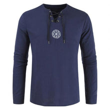 Charger l'image dans la galerie, Men Plus Size Shirt Top Ancient Viking Embroidery Lace Up V Neck Long Sleeve Shirt Top For Men's Clothing
