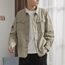 Charger l'image dans la galerie, Vintage men's shirt lapel Multi-pocket Work shirt youth Loose cotton men shirt long sleeve  Safari Style Thin
