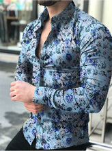 Charger l'image dans la galerie, Casual Men Shirt Long Sleeve Europe Style Slim Fit Shirt Men Cotton Floral Shirt Hawaii Button Shirt Top Blouse Male Top M-5XL
