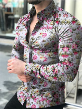 Charger l'image dans la galerie, Casual Men Shirt Long Sleeve Europe Style Slim Fit Shirt Men Cotton Floral Shirt Hawaii Button Shirt Top Blouse Male Top M-5XL
