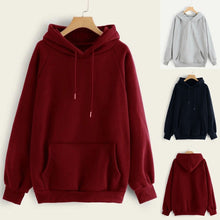 Charger l'image dans la galerie, Women's Harajuku Hooded Casual Solid Color Hooded Pocket Long Sleeve Pullover Sweatshirt For Girls moletom feminino

