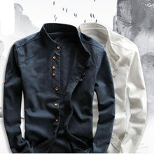 Charger l'image dans la galerie, Men's Cotton Linen Shirts Long Sleeve Men Casual Slim Mandarin Collar Shirts High Quality Summer Beach Shirt plus size 6xl
