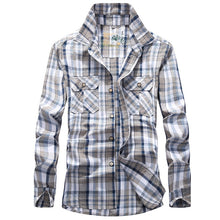 Charger l'image dans la galerie, Plaid Shirt Men Army Military Long Sleeve Camisa Masculina Plus Size 4XL 100% Cotton Casual Mens Shirts Chemise homme
