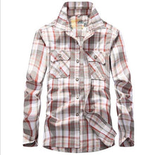 Charger l'image dans la galerie, Plaid Shirt Men Army Military Long Sleeve Camisa Masculina Plus Size 4XL 100% Cotton Casual Mens Shirts Chemise homme
