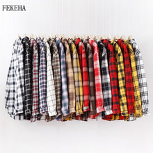 Charger l'image dans la galerie, 2020 Fashion Women Plaid Shirt Chic Checked Blouse Long Sleeve Female Casual Print Shirts Loose Cotton Tops Blusas
