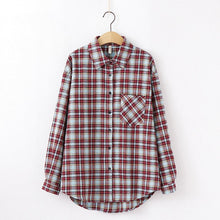 Charger l'image dans la galerie, 2020 Fashion Women Plaid Shirt Chic Checked Blouse Long Sleeve Female Casual Print Shirts Loose Cotton Tops Blusas
