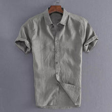 Charger l'image dans la galerie, Summer Casual Shirts for Men Short Sleeve Linen cotton Shirt Masculina Camisa Slim Fit Male Blouse Homme Chemise Plus Size Men
