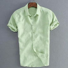 Charger l'image dans la galerie, Summer Casual Shirts for Men Short Sleeve Linen cotton Shirt Masculina Camisa Slim Fit Male Blouse Homme Chemise Plus Size Men
