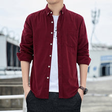 Charger l'image dans la galerie, Casual Mens Corduroy Shirt Pure Cotton Long Sleeve Brown Thick Winter XXL Regular Fit New Model Male Button Down Shirts
