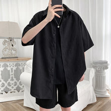 Charger l'image dans la galerie, Streetwear Shirt Men Solid Cotton Plus Size Short Sleeve Shirts Loose Summer Fashion Casual Korean Shirt Mens Tops Clothes 2020
