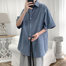 Charger l'image dans la galerie, Streetwear Shirt Men Solid Cotton Plus Size Short Sleeve Shirts Loose Summer Fashion Casual Korean Shirt Mens Tops Clothes 2020
