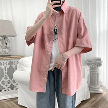 Charger l'image dans la galerie, Streetwear Shirt Men Solid Cotton Plus Size Short Sleeve Shirts Loose Summer Fashion Casual Korean Shirt Mens Tops Clothes 2020
