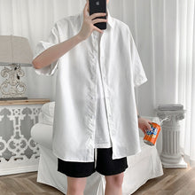 Charger l'image dans la galerie, Streetwear Shirt Men Solid Cotton Plus Size Short Sleeve Shirts Loose Summer Fashion Casual Korean Shirt Mens Tops Clothes 2020
