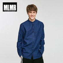 Charger l'image dans la galerie, MLMR Men's Stand-up Collar Denim Shirt  Loose Fit Casual Long-sleeved Male shirts JackJones Men's Clothing | 219105560
