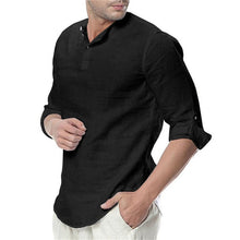 Charger l'image dans la galerie, JDDTON New Men's Long Sleeve Shirts Cotton Linen Casual Breathable Comfortable Shirt Fashion Style Solid Male Loose Shirts JE065

