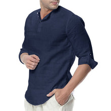 Charger l'image dans la galerie, JDDTON New Men's Long Sleeve Shirts Cotton Linen Casual Breathable Comfortable Shirt Fashion Style Solid Male Loose Shirts JE065
