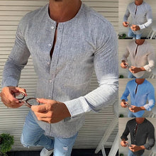 Charger l'image dans la galerie, Autumn Spring Long Sleeve Casual Shirts Top For Men Solid Slim Basic Stand Business Shirts Camisas Masculina Men Blouse Clothing
