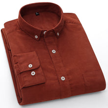 Charger l'image dans la galerie, Casual Mens Corduroy Shirt Pure Cotton Long Sleeve Brown Thick Winter XXL Regular Fit New Model Male Button Down Shirts
