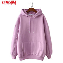 Charger l'image dans la galerie, Tangada women fleece hoodie sweatshirts winter japanese fashion 2020 oversize ladies pullovers warm pocket hooded jacket SD60
